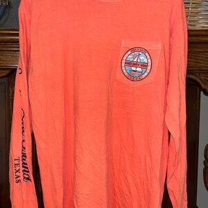 Comfort Colors Coral Long-Sleeve Pocket Tee with South Padre Island Graphic